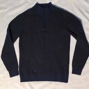 Crafted by Candy&Caviar‎ - Lg waffle knit pullover sweater 1/4 zip navy nwot